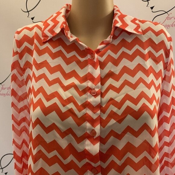 Lime Blue. Sz Medium. Silky Semi Sheer Button Up Shirt. Roll Tab Cuffs. B81. - Picture 2 of 5